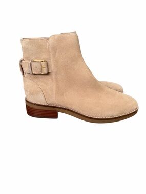 Cole Haan Beige Suede Ankle Boots with Side Buckle